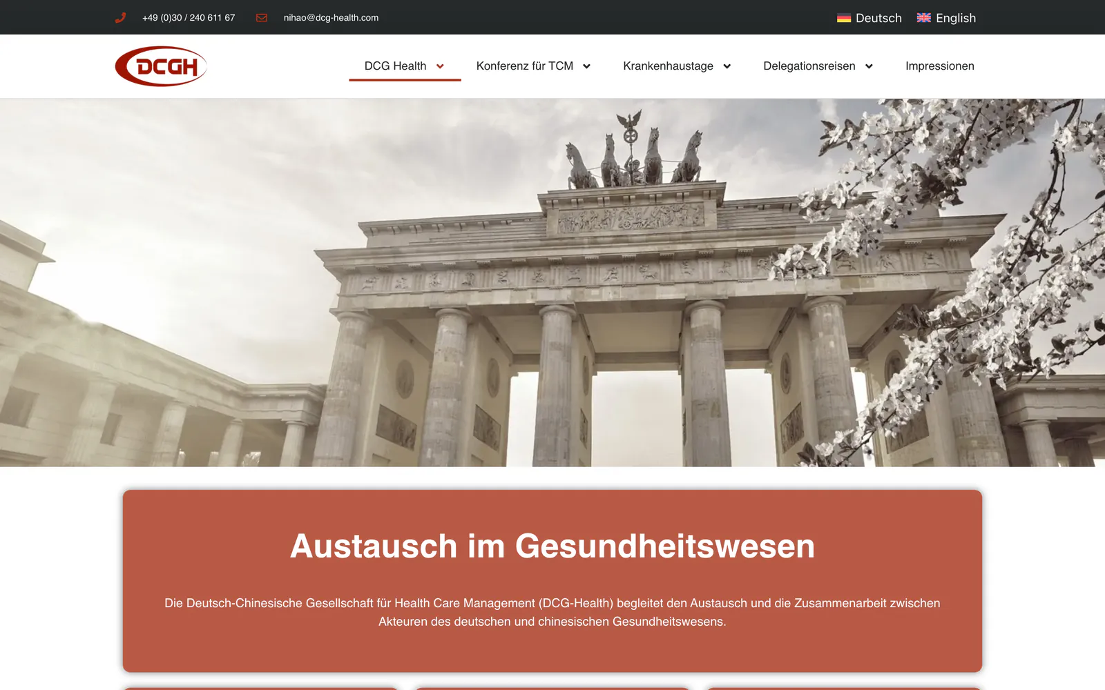 Startseite von DCG Health GmbH, Berlin