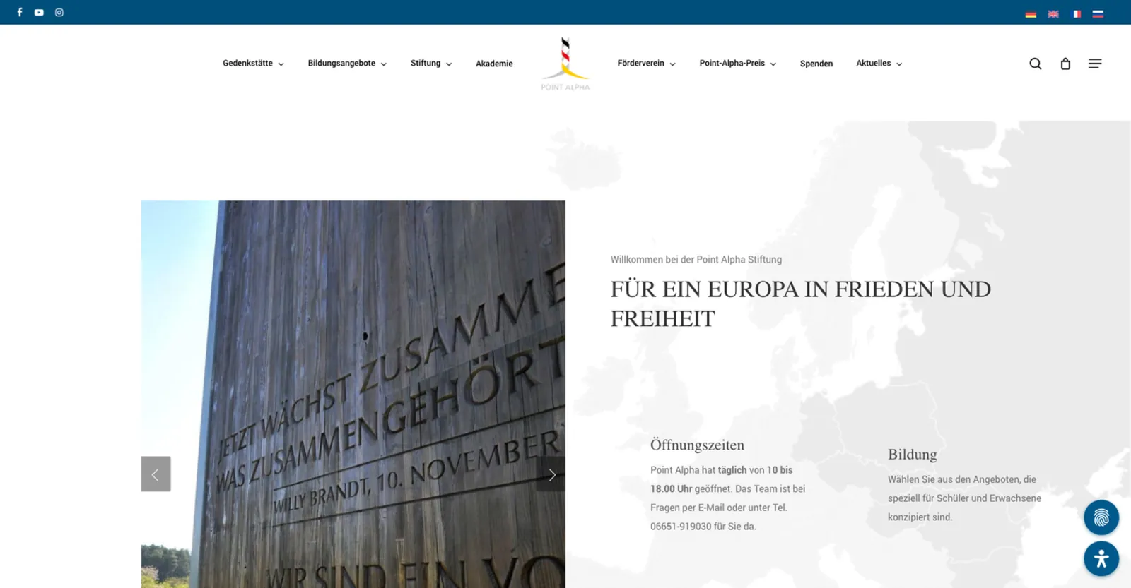 Startseite von Point Alpha Stiftung