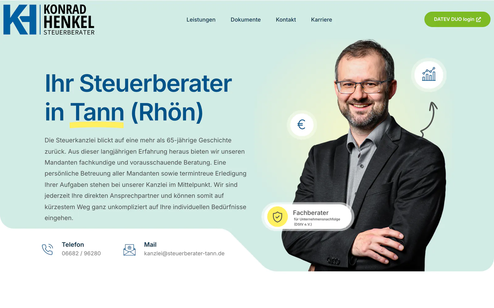 Screenshot: Steuerberater Konrad Henkel, Tann (Rhön)